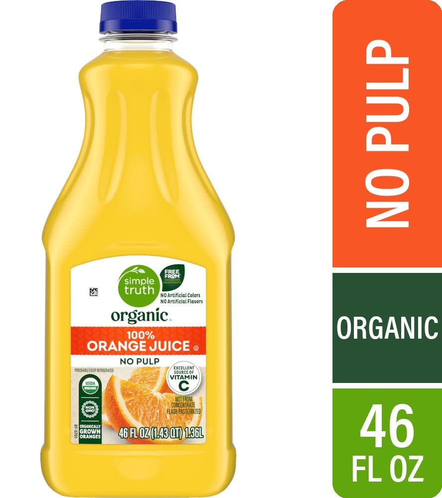 Simple Truth Organic No Pulp 100% Juice, Orange (46 fl oz)