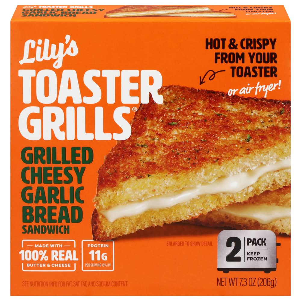 Lily's Toaster Grills Gralic Bread Sandwich, Grilled Cheesy (7.3 oz, 2 ct)