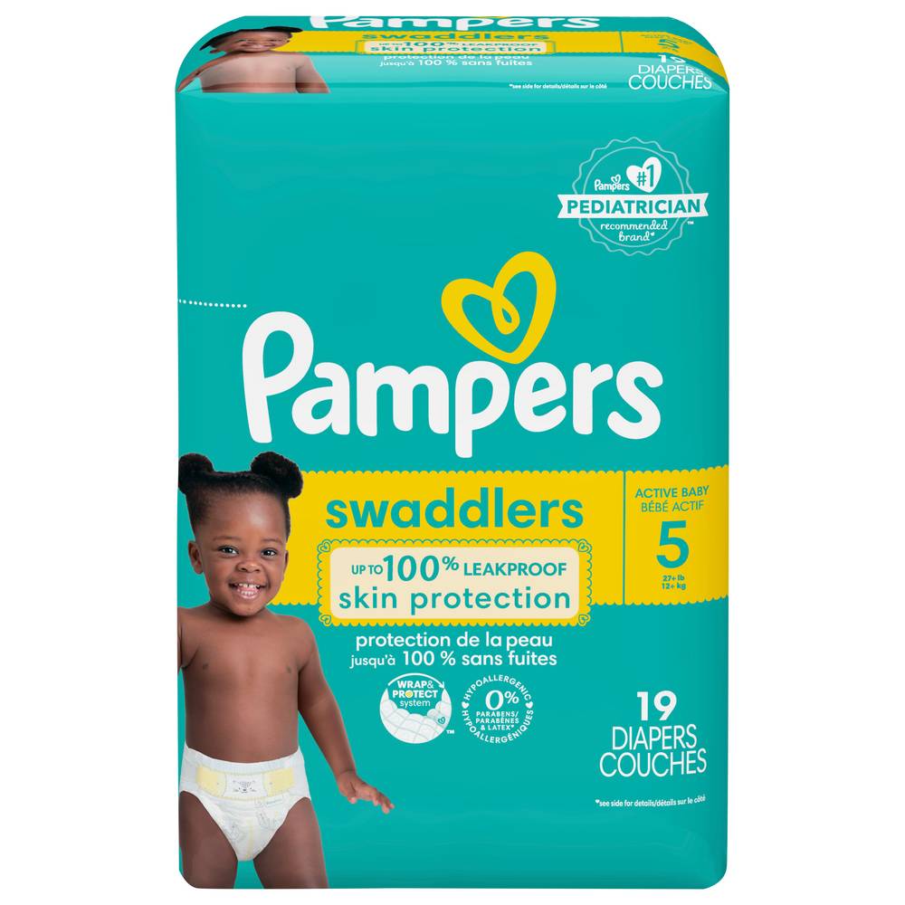 Pampers Swaddlers Diaper Couches Size 5 (19 ct)