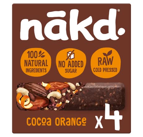 Nākd Cocoa Orange, Raw Fruit & Nut Bars (4 pack)