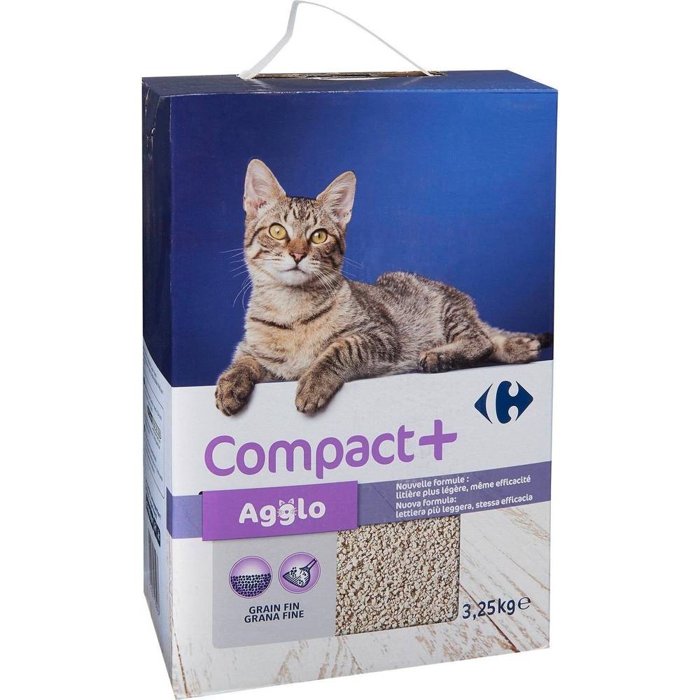 Litière pour chat agglomérante compact +  CARREFOUR - La boite de 3,25 kg