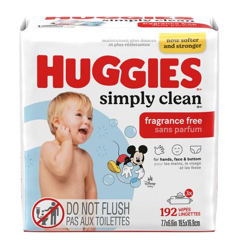 Huggies simply clean lingettes pour bébés sans parfum - simply clean fragrance free baby wipes (3 pièces)