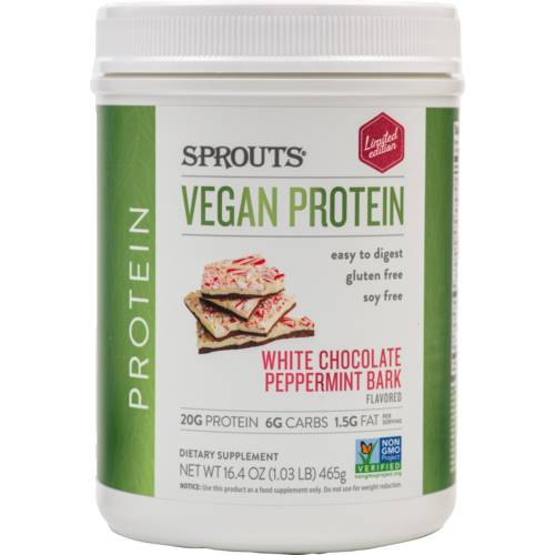 Sprouts White Chocolate Peppermint Bark Vegan Protein