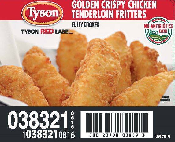 Frozen Tyson - NAE Fully Cooked, Golden Crispy Tenderloins, 79 Pieces- 10 lbs (1 Unit per Case)