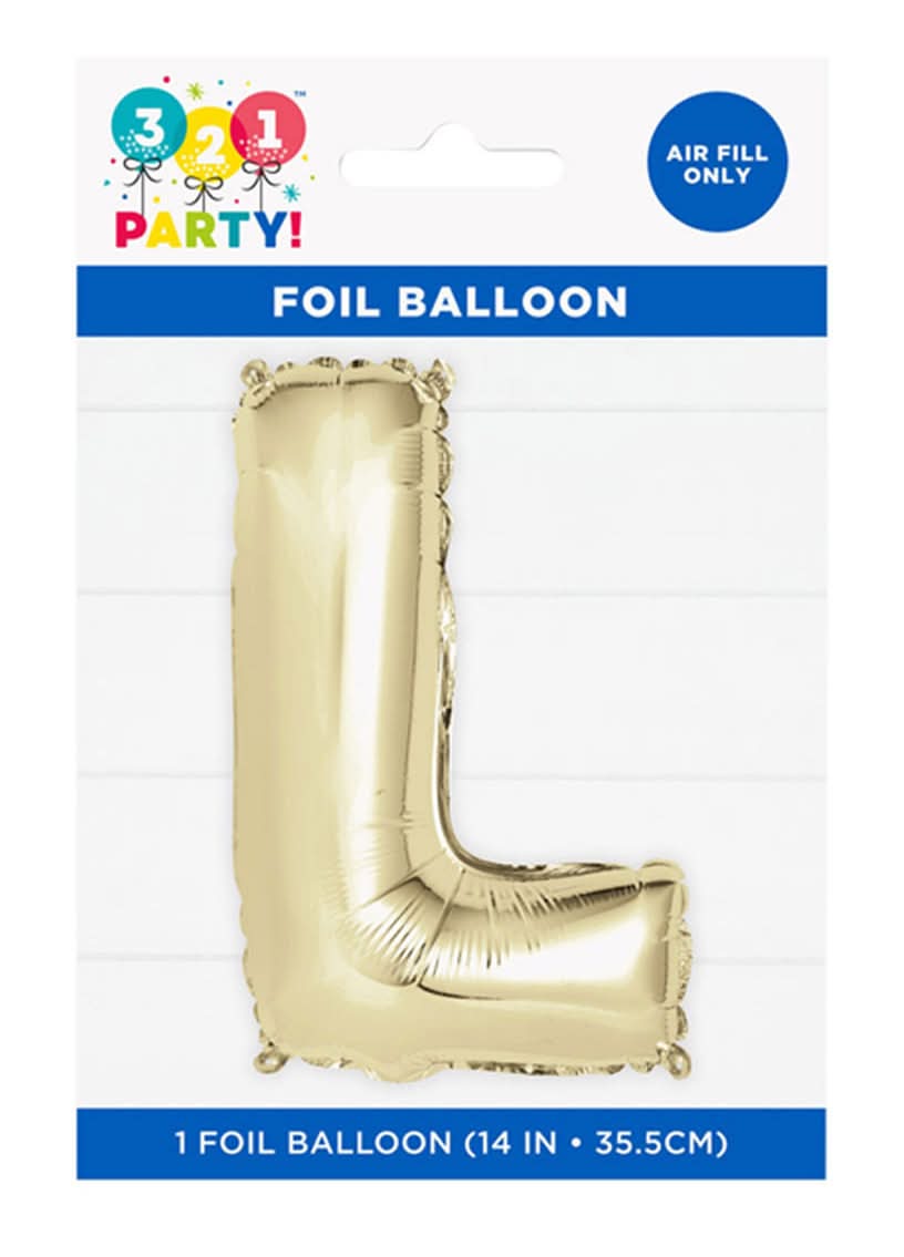 321 Party! 14" Foil Gold "L" Letter Balloon