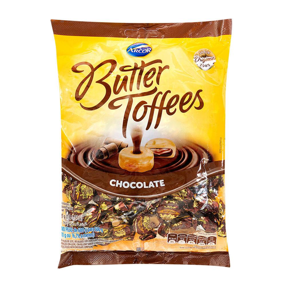 Arcor bala butter toffees sabor chocolate (500 g)