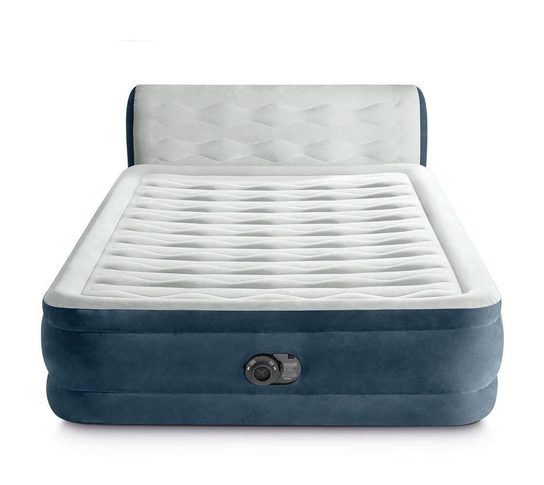 Intex Pillow Top Air Mattress With Electric Pump & Headboard, Queen