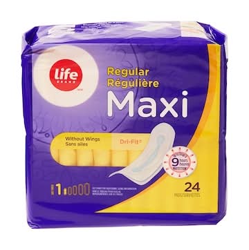 Life serviettes régulières maxi - regular maxi pads (24 unités) (female)