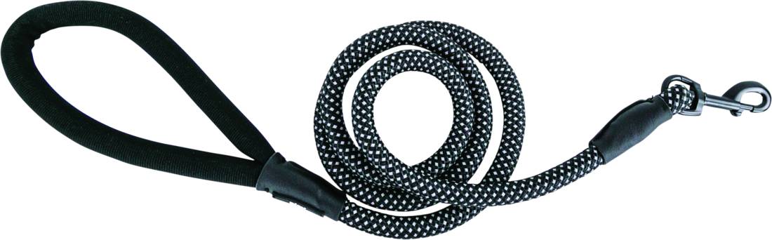 Play On Reflective Rope Dog Leash, 5 ft, Black