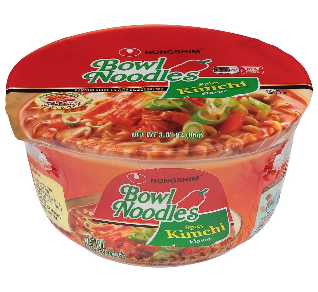 Nongshim Bowl Noodles, Spicy Kimchi Flavor
