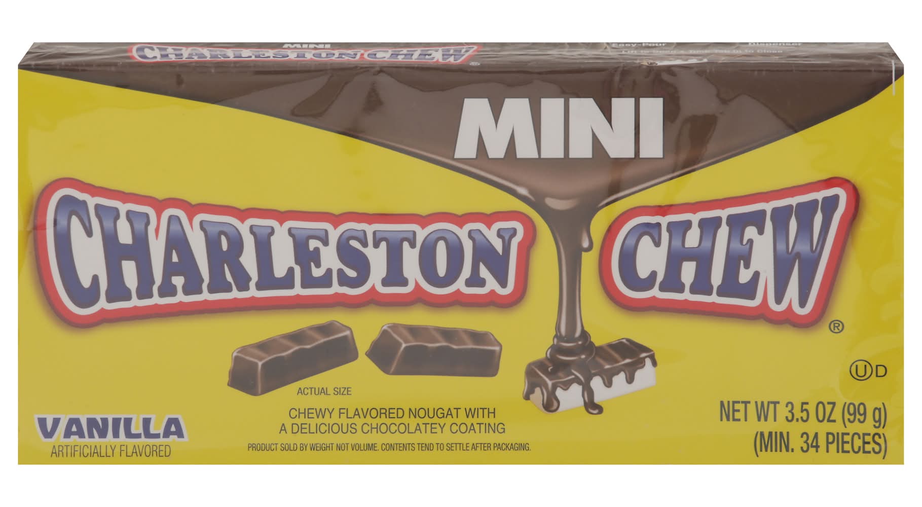 Charleston Chew Mini Chewy Nougat Candy, Vanilla (3.5 oz, 34 ct)