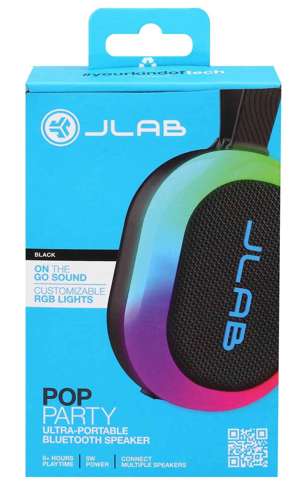 JLab Pop Party Portable Bluetooth Speaker 5w, Black