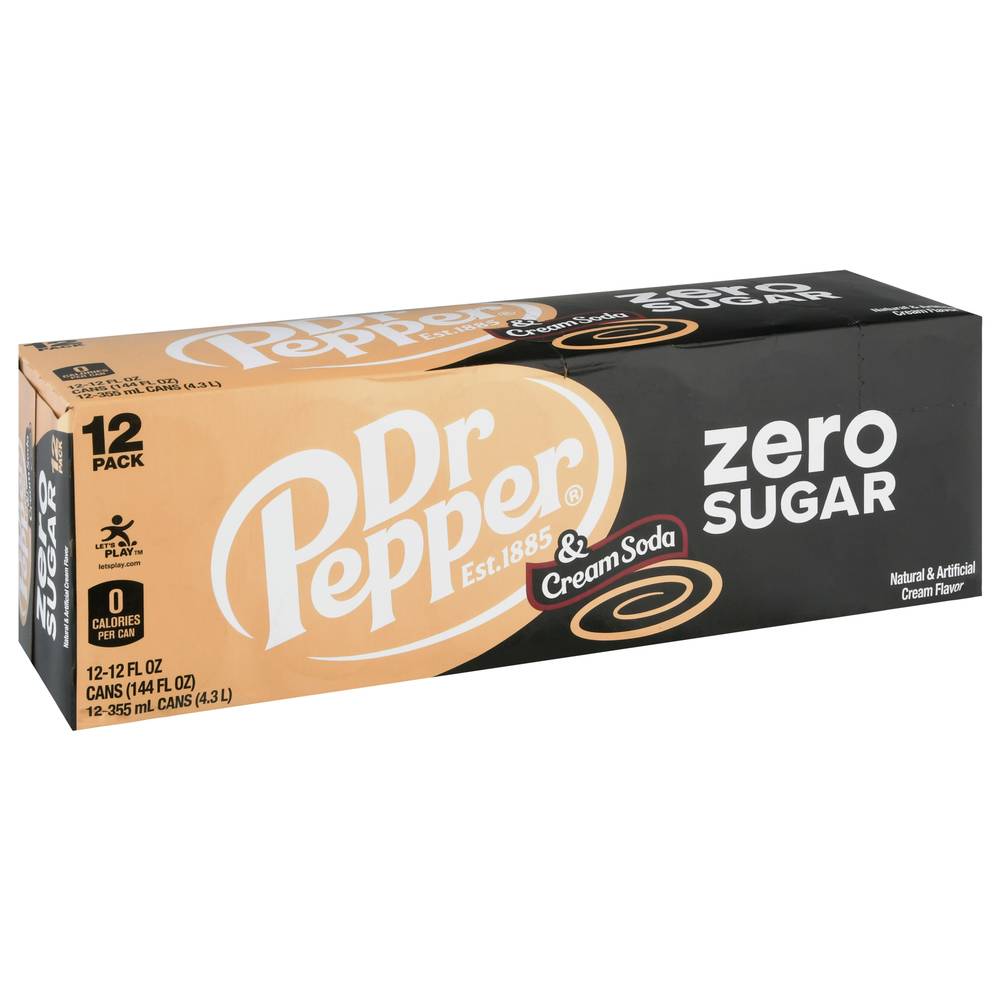 Dr Pepper Zero Sugar Cream Soda (12 x 12 fl oz)