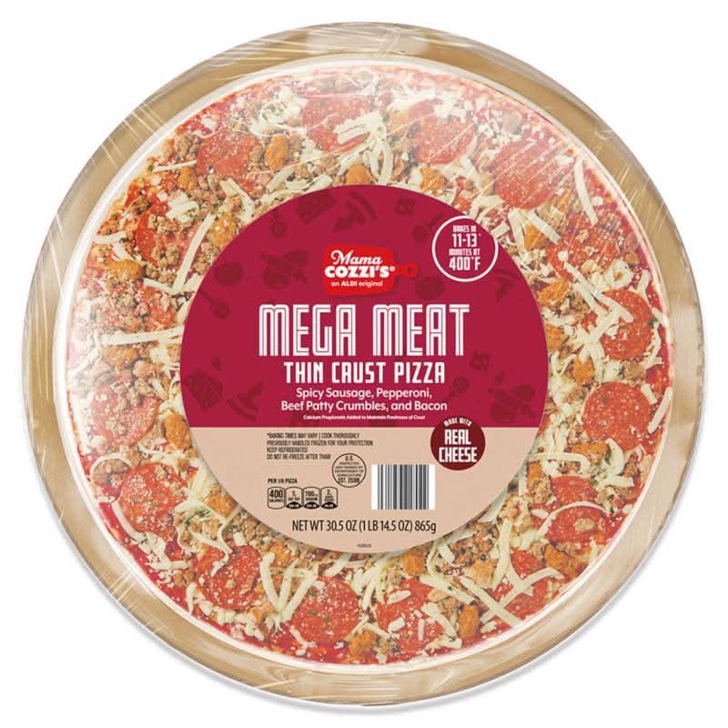 Mama Cozzi's Pizza Kitchen Thin Crust Pizza, Mega Meat, 16 in (30.5 oz)