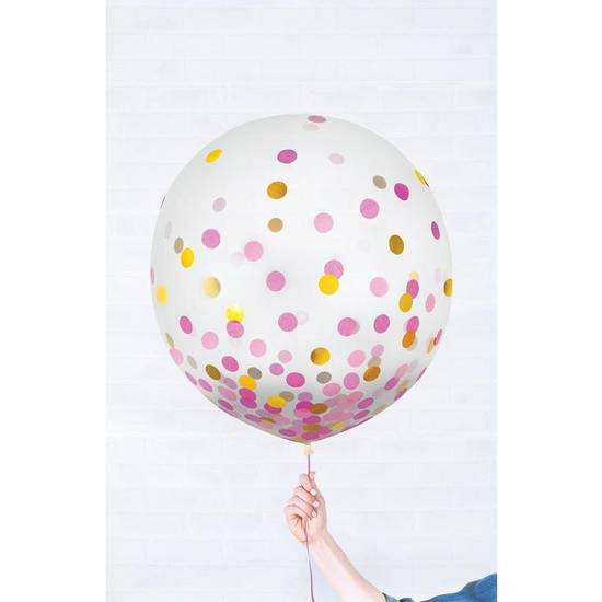 Uninflated 2ct, 24in, Metallic Confetti Balloons
