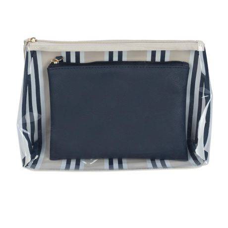 Equate Beauty cosmetic bag - 2-Piece Set - Wristlet Clutch & Flat Pouch