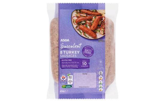 Asda 8 Succulent Turkey Sausages 454g