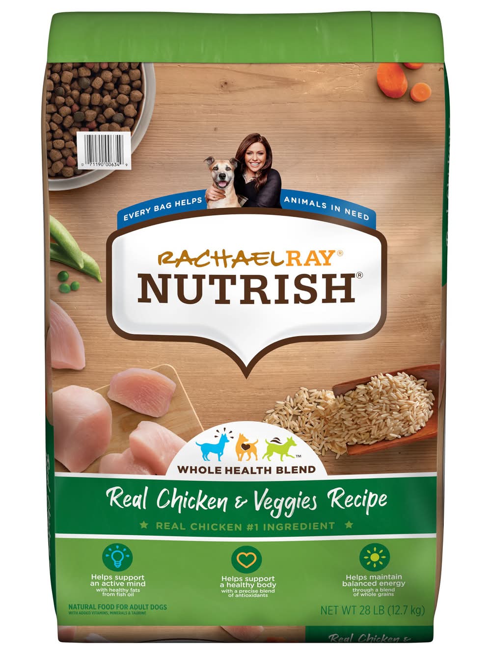Nutrish Whole Health Blend Dry Dog Food, Real Chicken & Veggies, Adult (28 lbs)