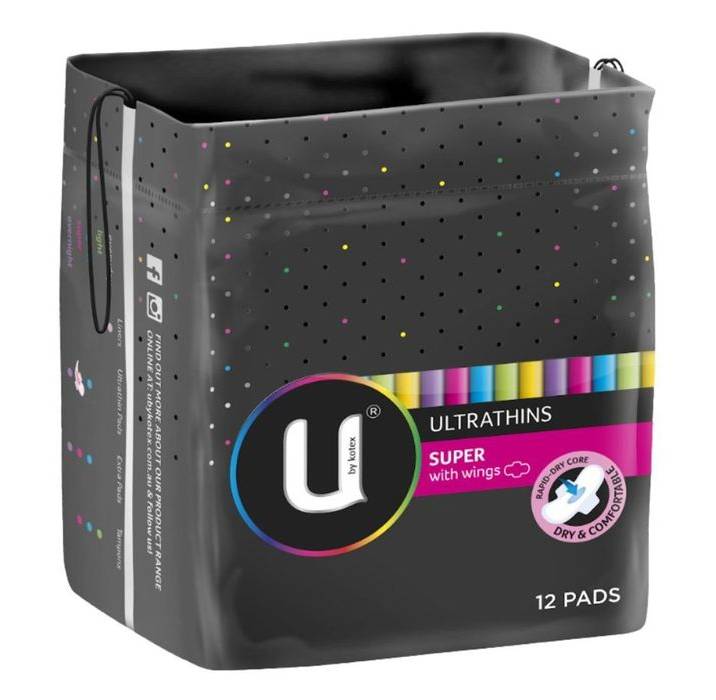 U by Kotex Ultrathin Super Wing Pad 12 Pack