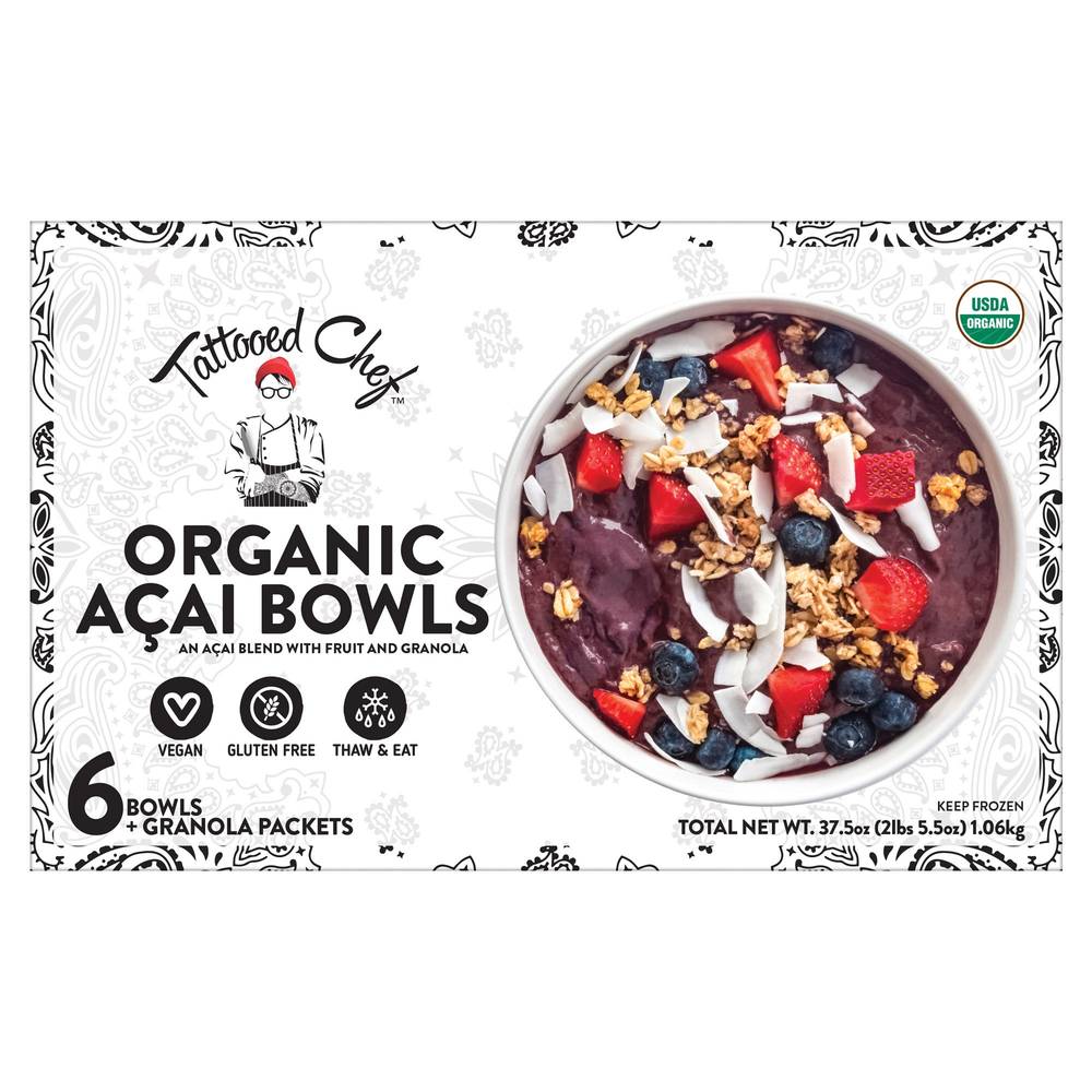 Tattooed Chef Organic Acai Bowls Blend With Fruit & Granola (6 ct)