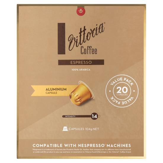 Vittoria Espresso Nespresso Compatible Coffee Capsules 20 pack