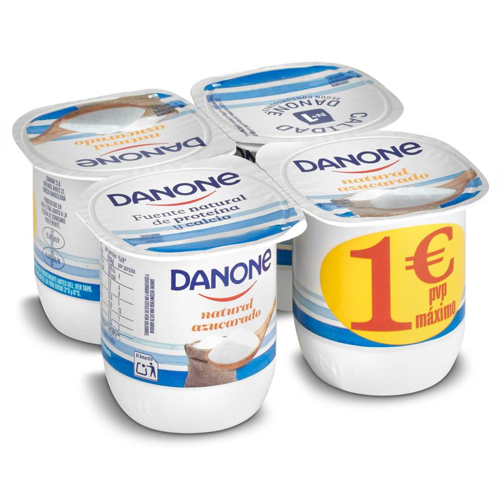 Yogur Natural Azucarado Danone Pack 4 X 120 G