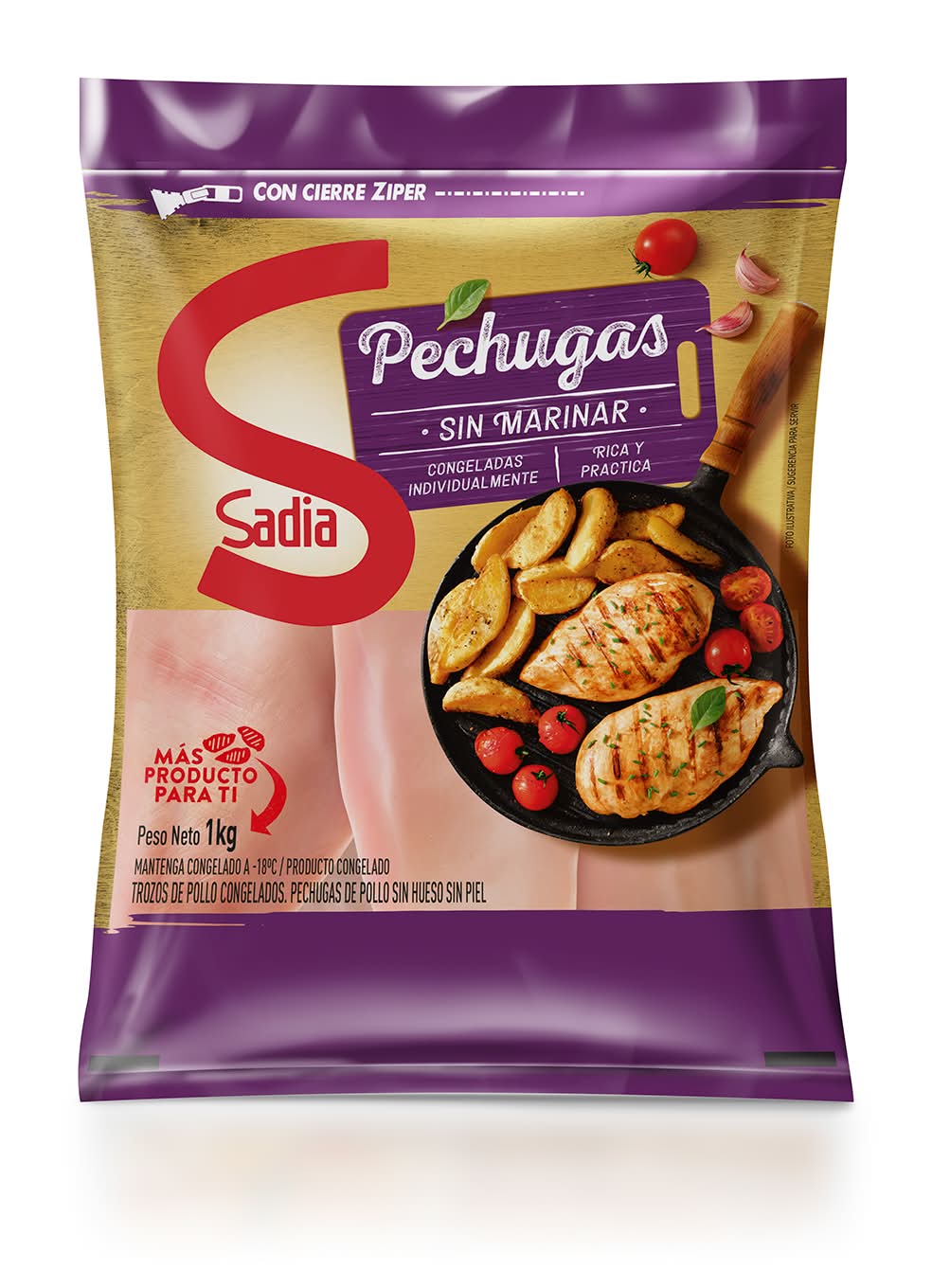 Sadia · Pechugas de pollo sin marinar sin hueso y sin piel congeladas (1 kg)