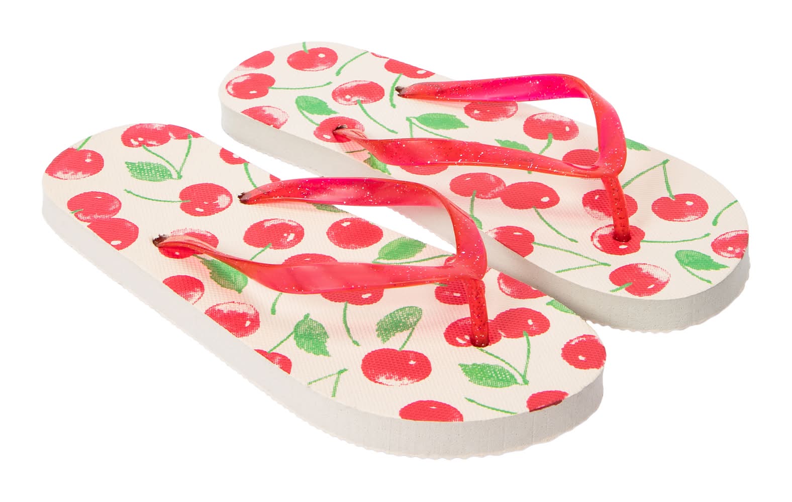 Juniors Printed Flip Flops Medium Cherry
