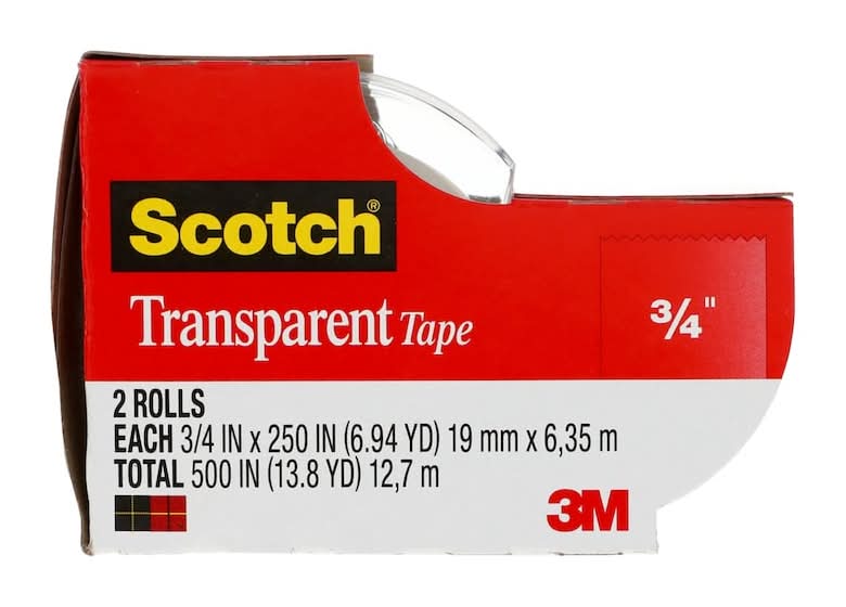 Scotch Transparent Tape Rolls, 3/4x250 in (2 ct)