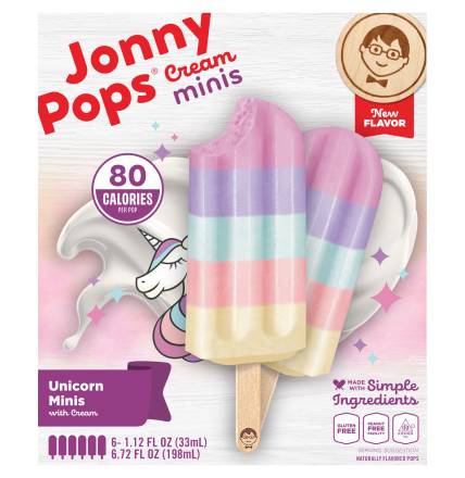 JonnyPops Unicorn With Cream Mini Frozen Bars (1.12 fl oz, 6 ct)