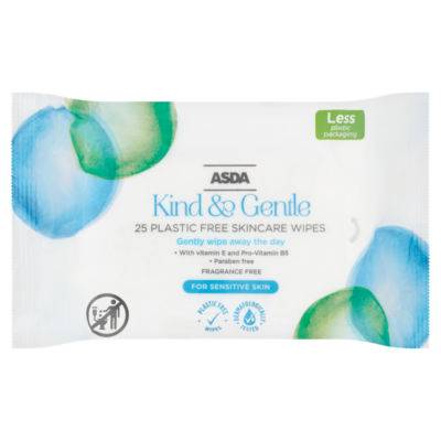 ASDA Kind & Gentle Plastic Free Sensitive Skin Care Wipes (25 pack)