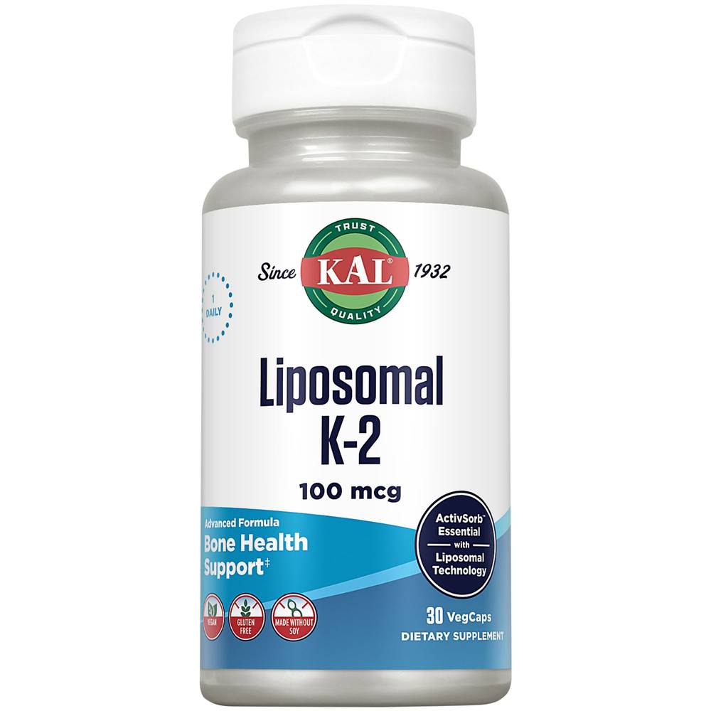 Kal Liposomal K-2 100 Mcg Bone Heath Support Dietary Supplements Capsules (30 ct)