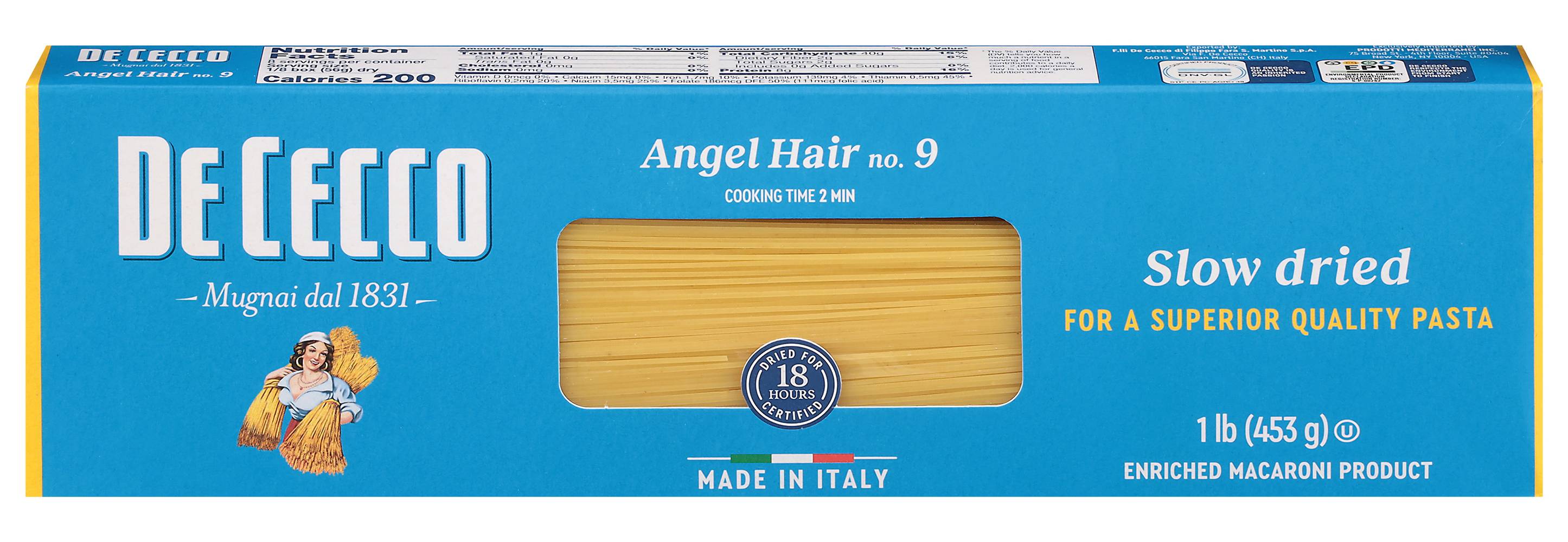 De Cecco Angel Hair No.9 Pasta (1 lbs)