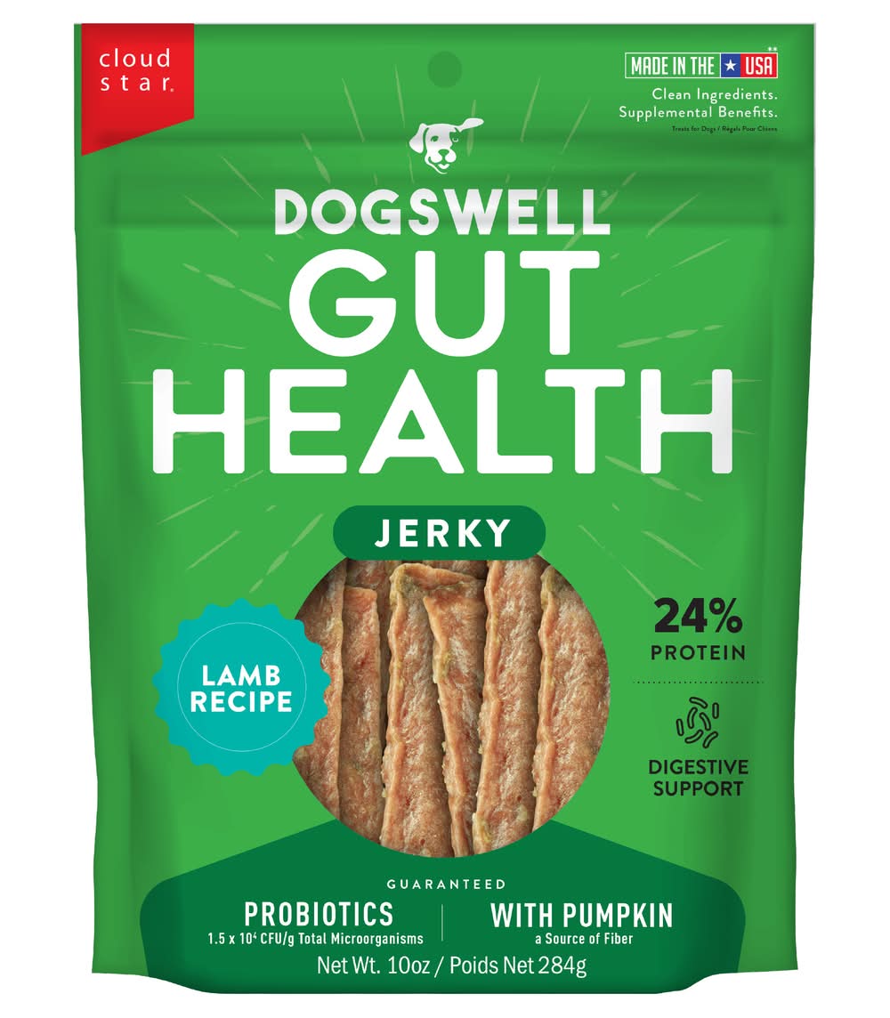 Dogswell Gut Health Jerky Dog Treats, Lamb (10 oz)