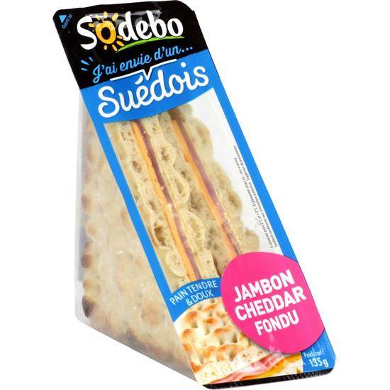 Sandwich suédois jambon cheddar SODEBO - la barquette de 2 - 135 g