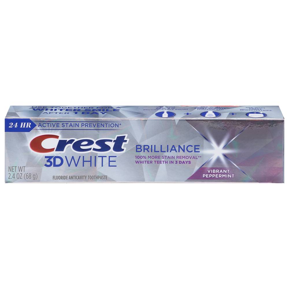 CREST 3D White Brilliance Fluoride Anticavity Toothpaste, Peppermint (2.4 oz)