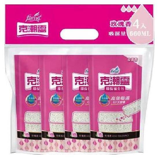 克潮靈環保除濕桶補充－玫瑰香350g*4