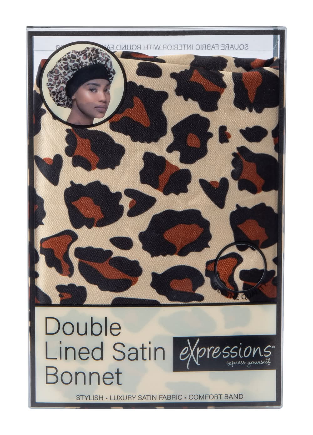 Leopard-Print Double Lined Satin Bonnet