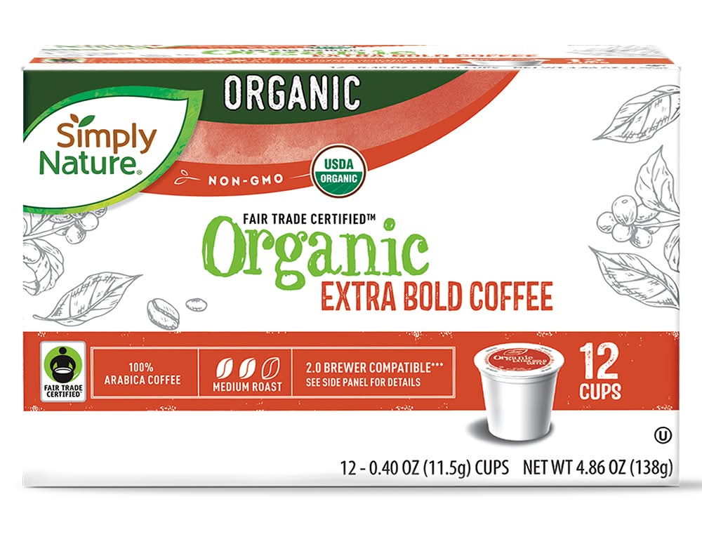 Simply Nature Organic Extra Bold Coffee Cups (12 pack)