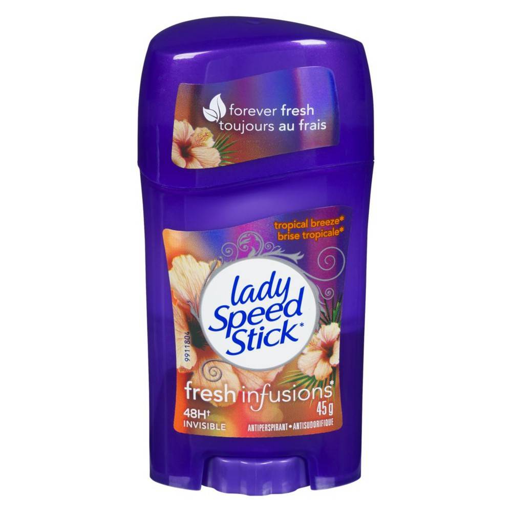 Lady speed stick antisudorifique invisible en bâton au parfum de brise tropicale, fresh infusions (45 g) - fresh infusions, tropical breeze (45 g)