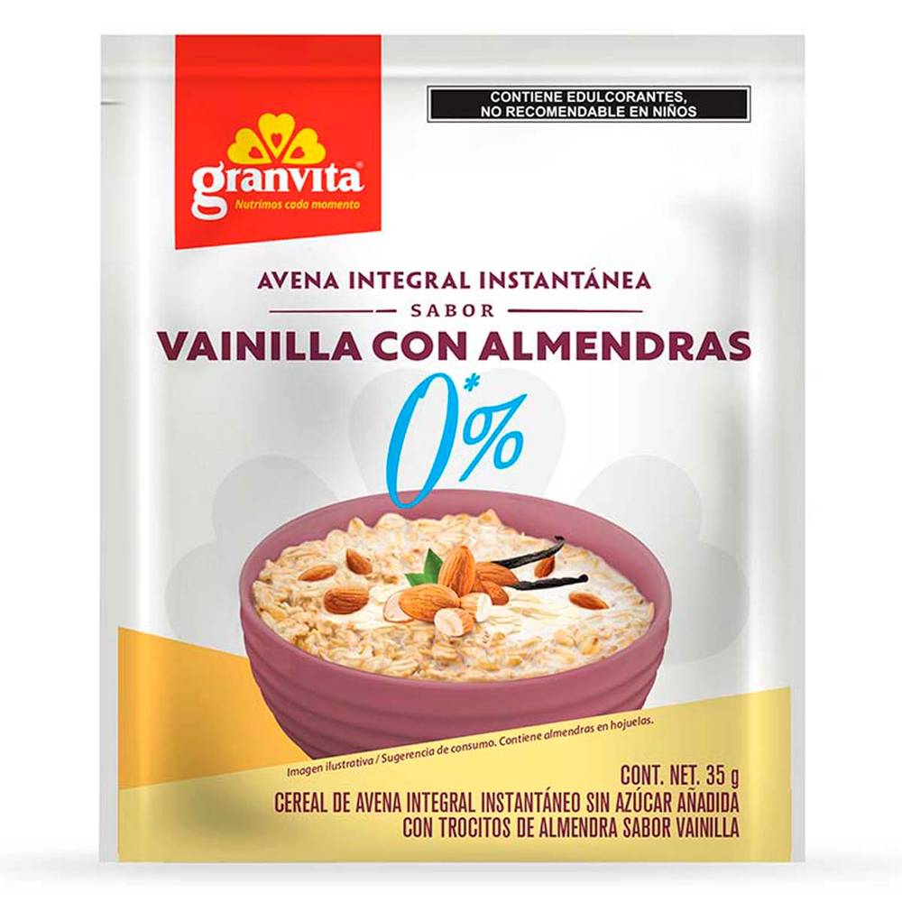 Granvita · Avena instantánea vainilla con almendras 0% azúcar (35 g)