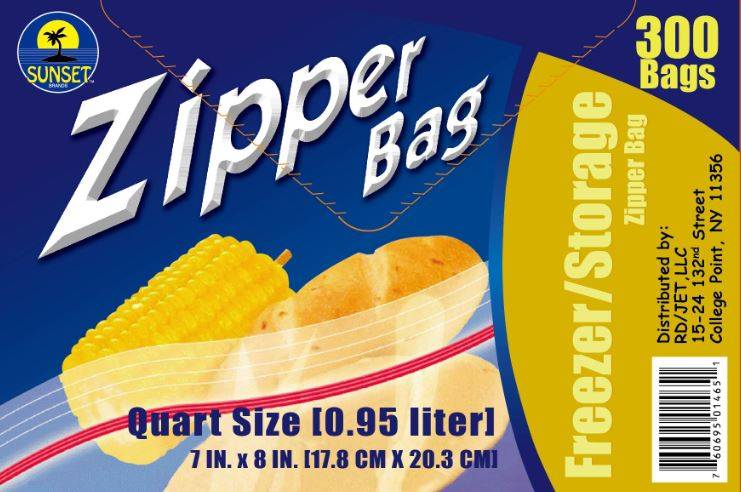 Sunset - Storage/Freezer Zipper Bags, Quart Size - 300 ct (300 Units)