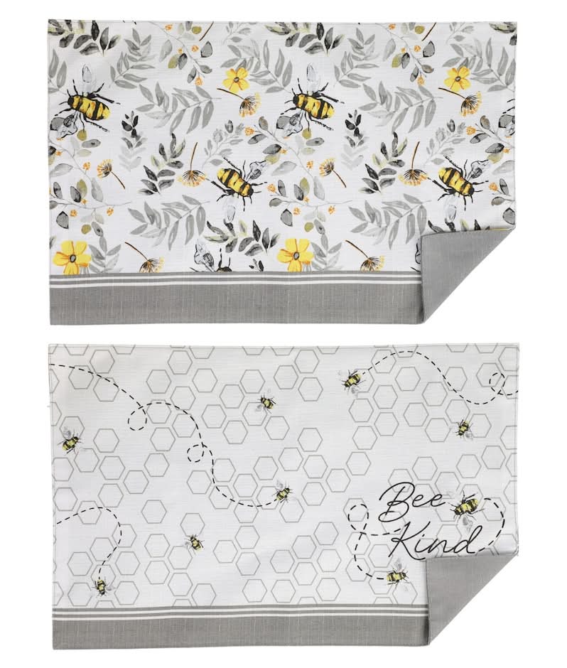 Home Collection Reversible Bee-Themed Fabric Placemat, 11x18 in