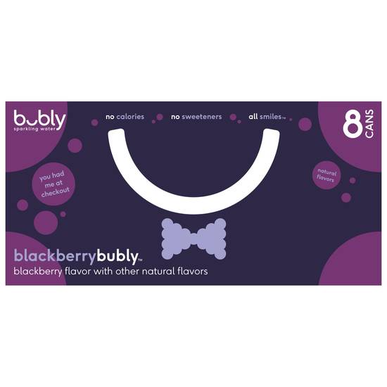 Order Bubly Sparkling Water Cans Blackberry (12 oz x 8 ct) food online from Rite Aid store, Shawnee on bringmethat.com