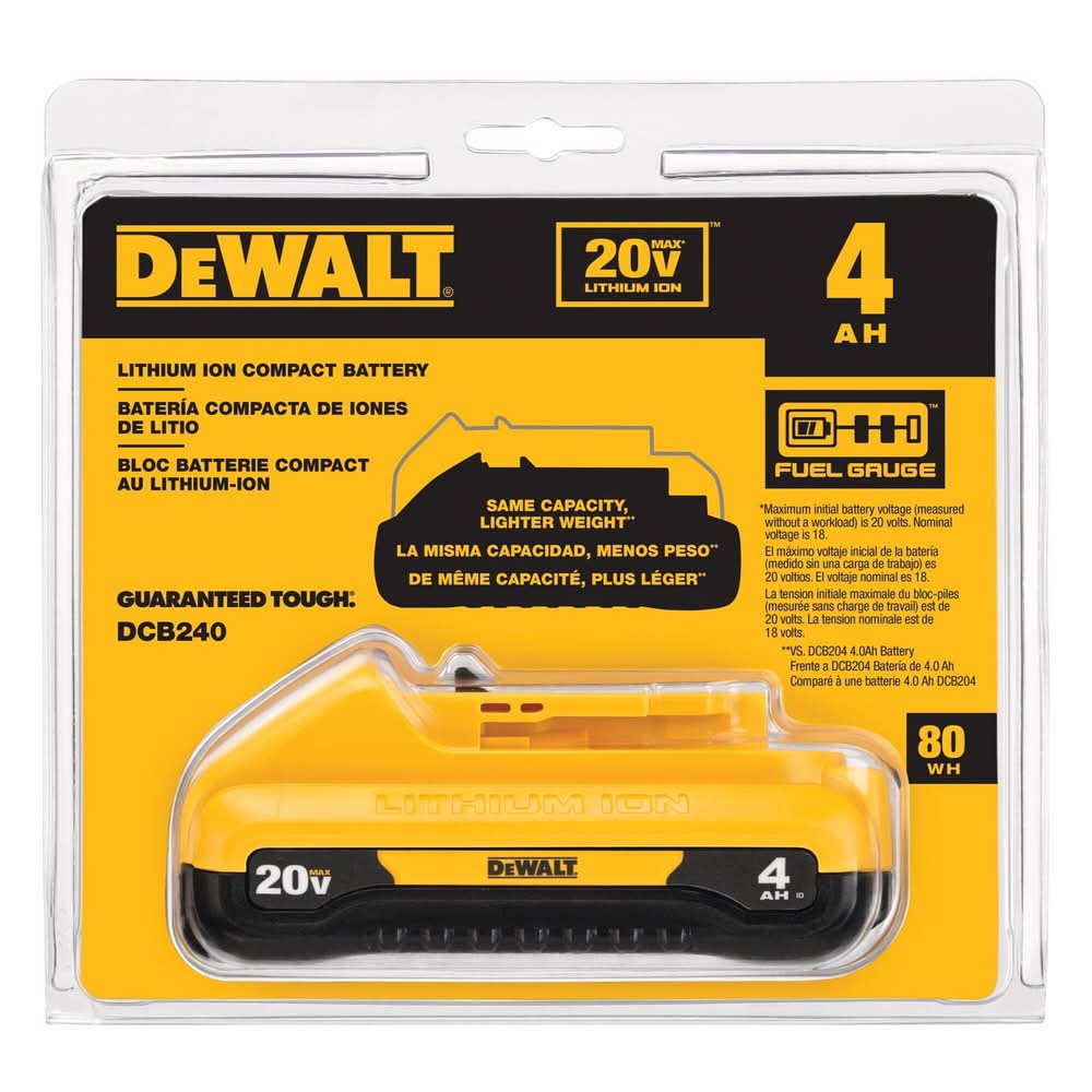 Dewalt 20V Max Dcb240 4 Ah Lithium-Ion Compact Battery 1 Pc