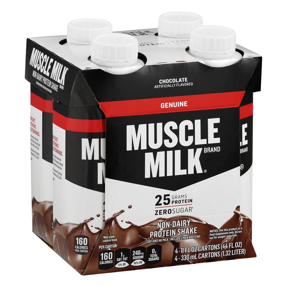 Muscle Milk Genuine Zero Sugar Protein Shake (4 ct , 11 fl oz) (chocolate)