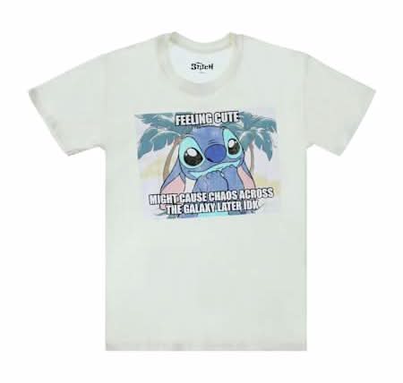 Disney Stitch Feeling Cute Graphic Tee Large White