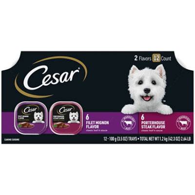 Cesar Classic Loaf In Sauce Filet Mignon/Porterhouse Steak Soft Wet Dog Food Vp 12 Count - 3.5 Oz