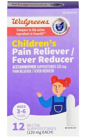 Walgreens Acetaminophen Suppositories Pain Reliever and Fever Reducer For Children's (12 ct)