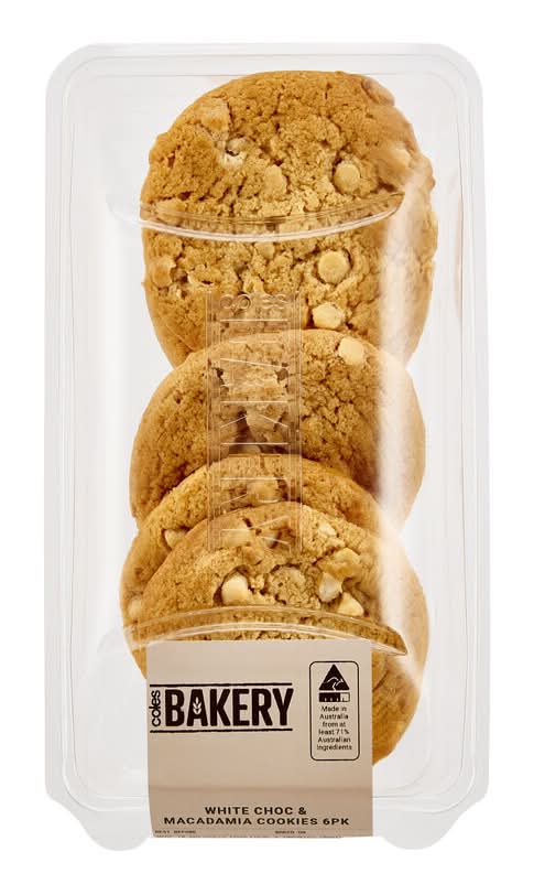Coles Cookies, White Chocolate-Macadamia (6 pack)